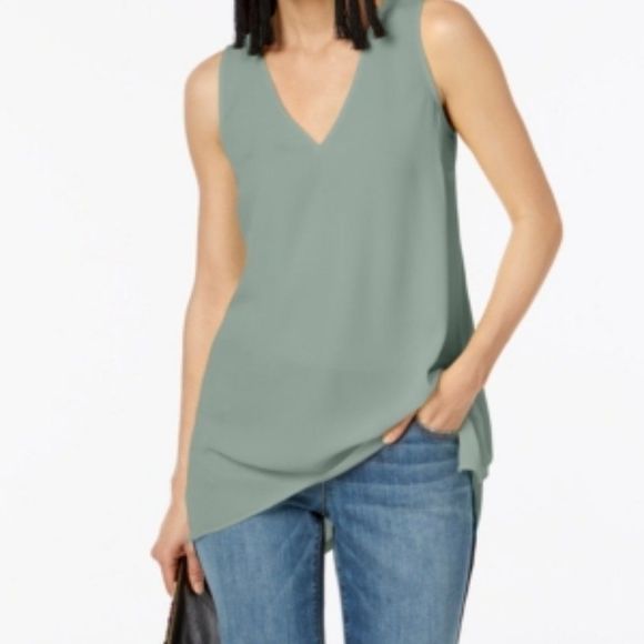 INC Handkerchief Hem Sleeveless V Neck Top - Picture 1 of 6